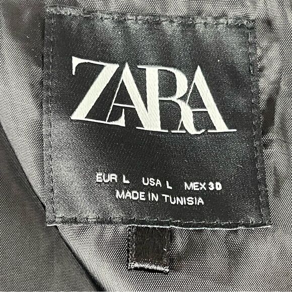 Zara Cropped Houndstooth Boxy Fit Blazer Double Breasted Size Large Blogger Fave - Picture 12 of 15